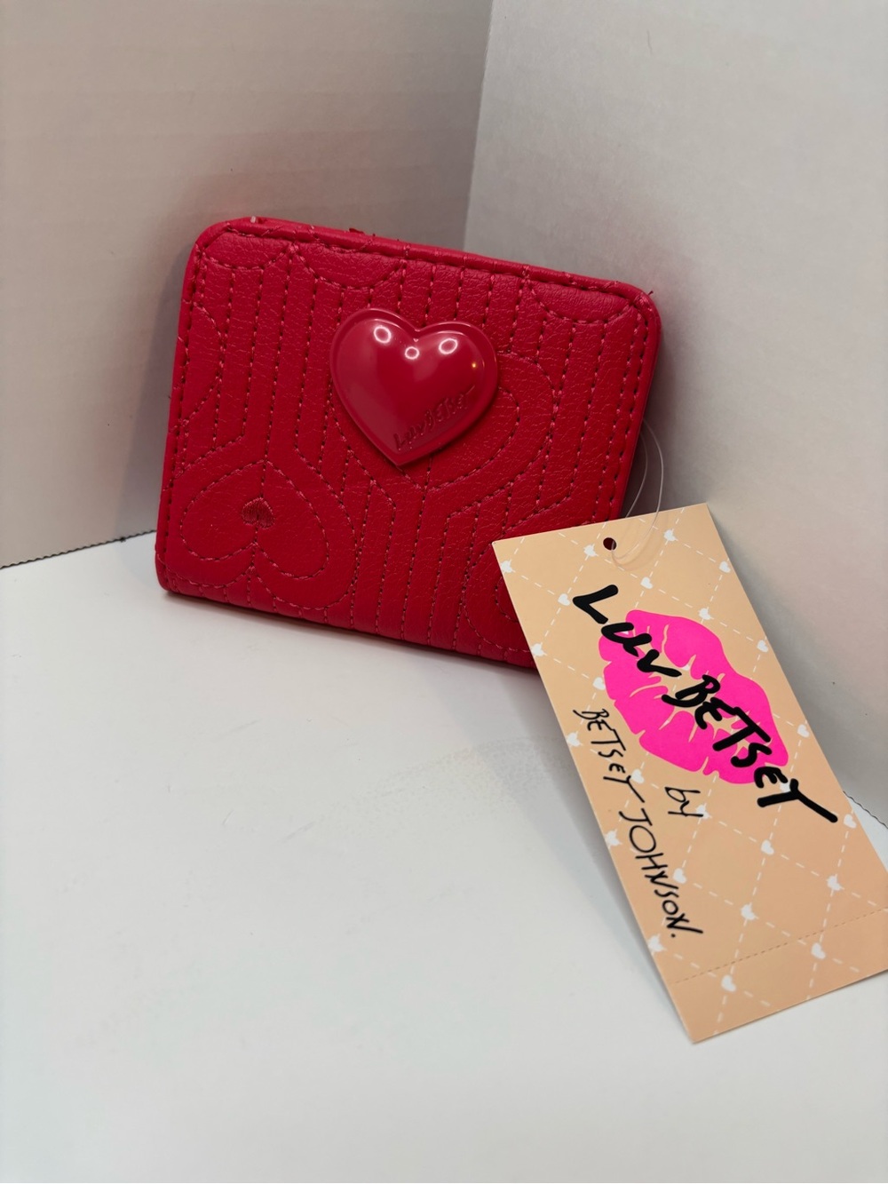 Luv Betsey by Betsey Johnson hot pink Heart Stitch Wallet NWT